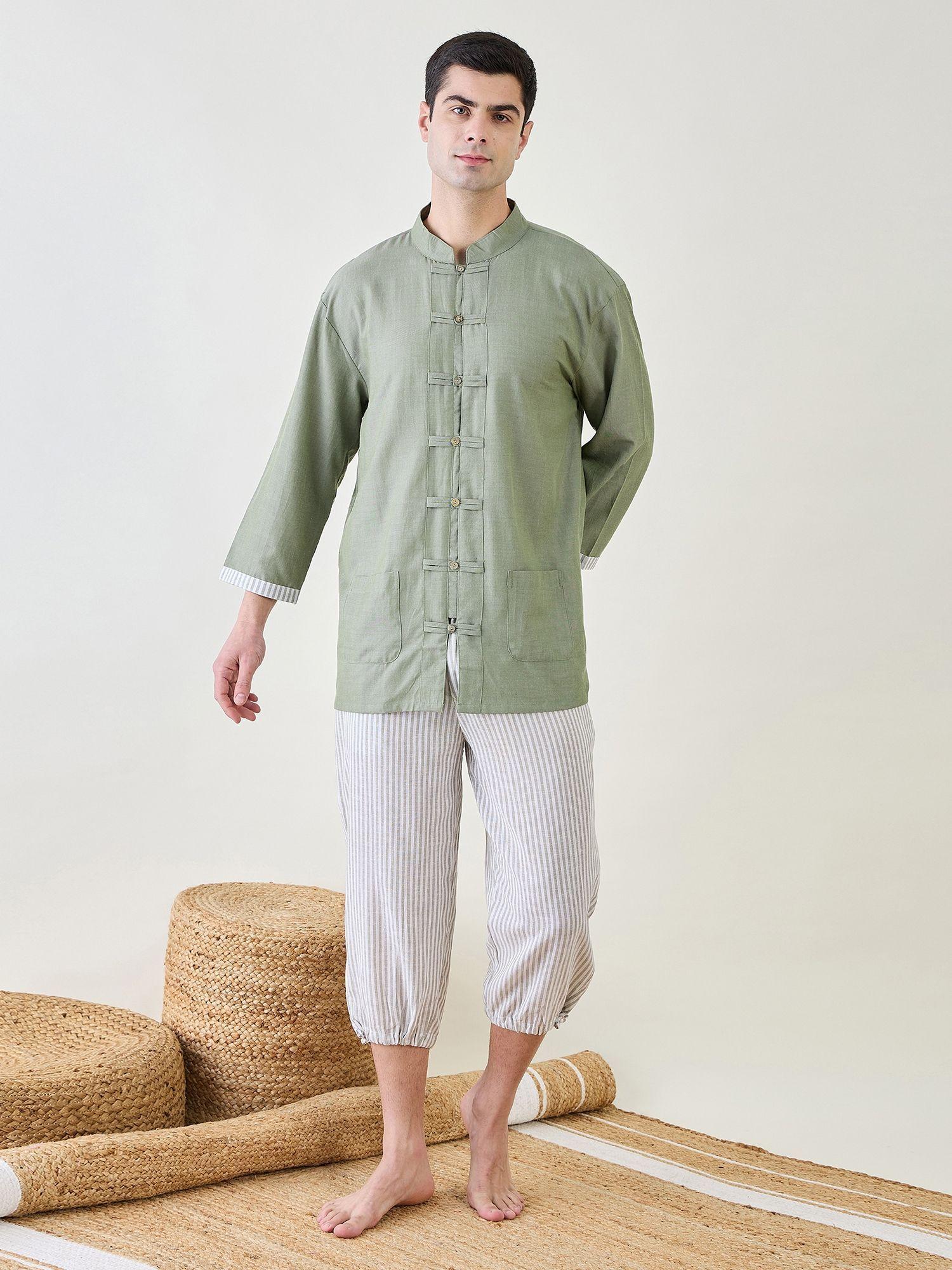 mens lounge shirt and capri pants (set of 2)