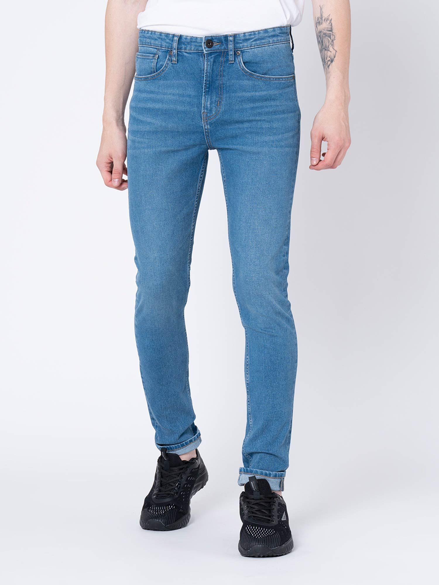 mens mid blue skinny jeans
