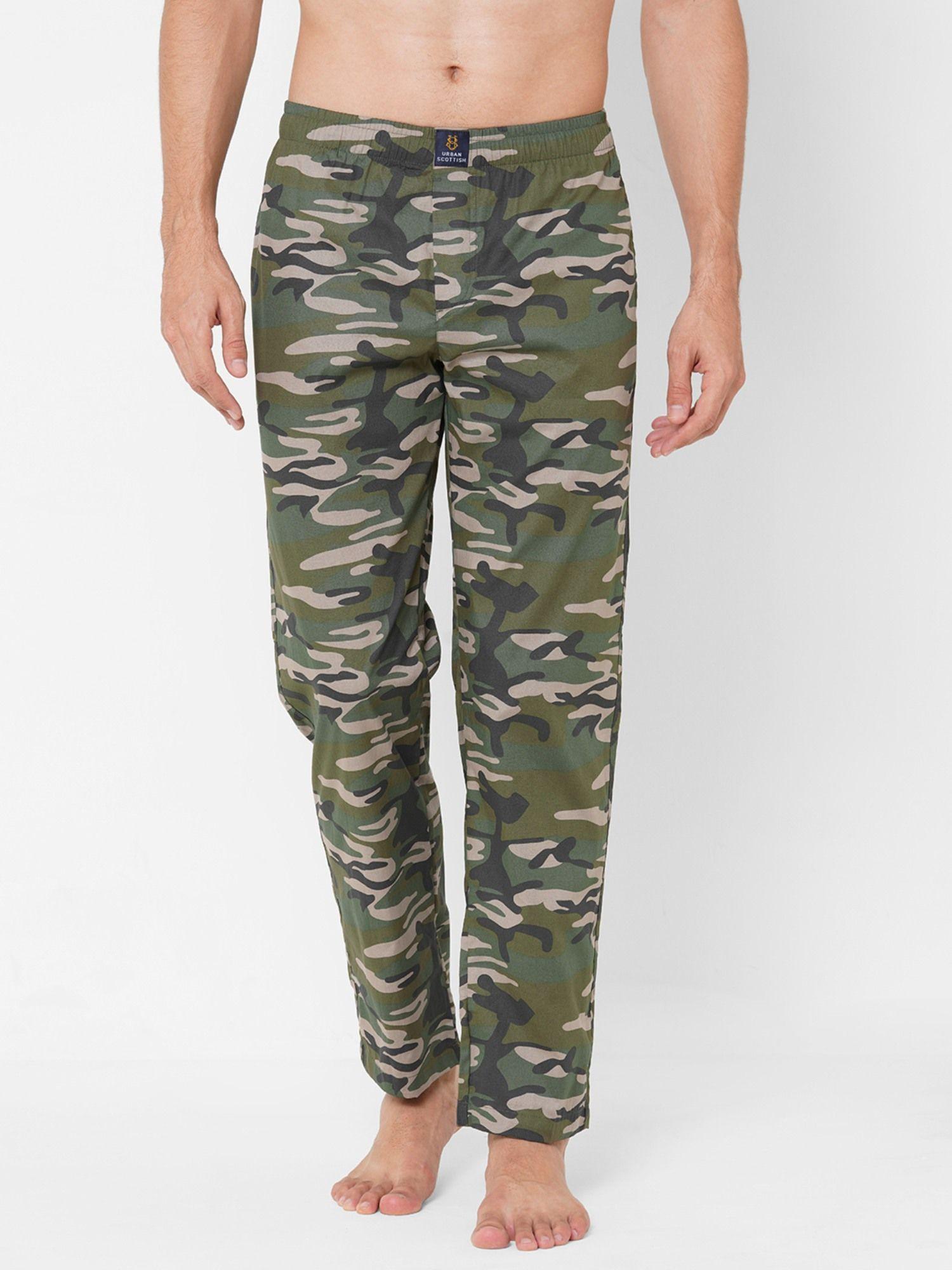mens multi color cotton camouflage printed lounge pants