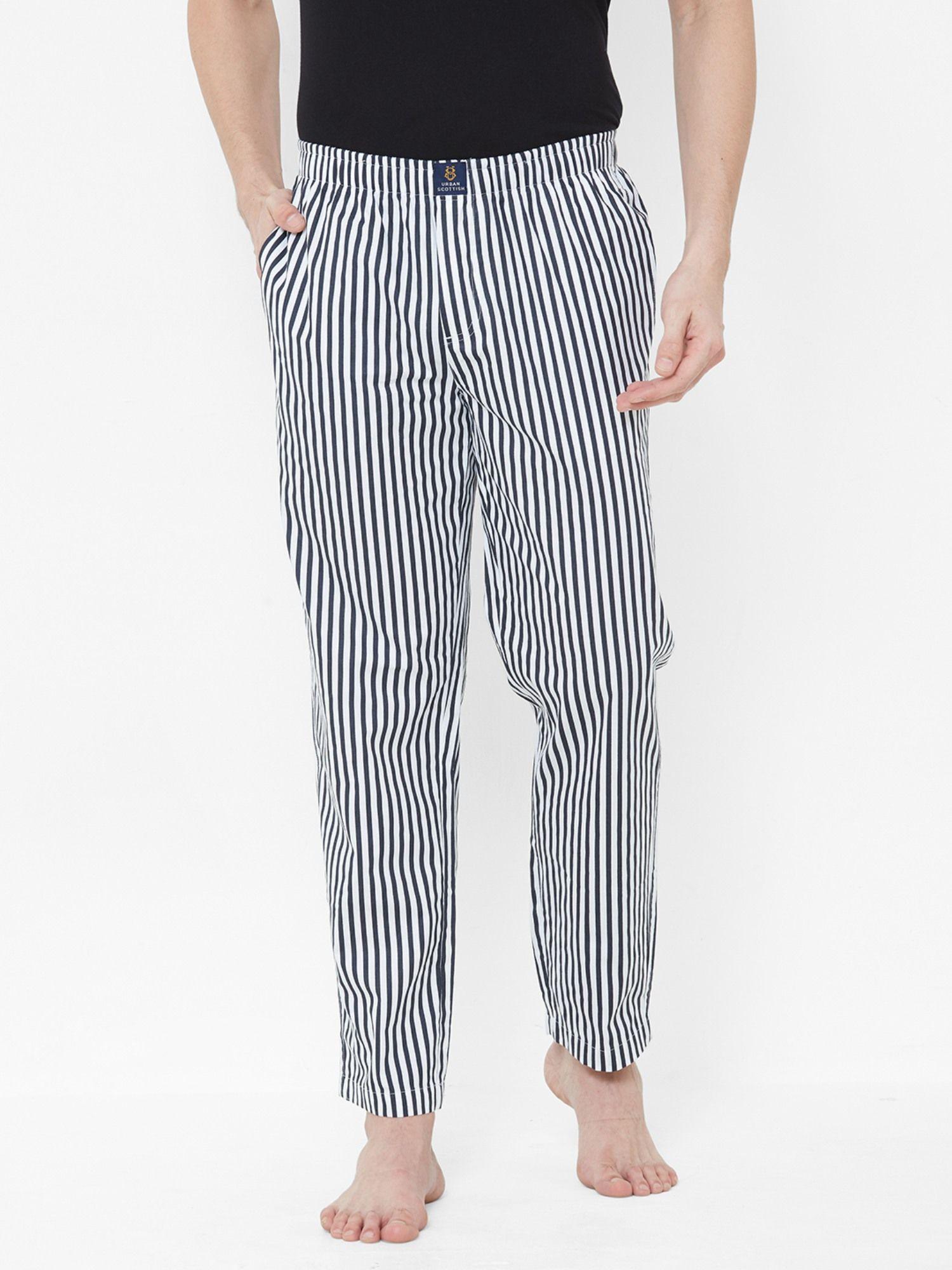 mens multi-colored pure cotton striped pyjama