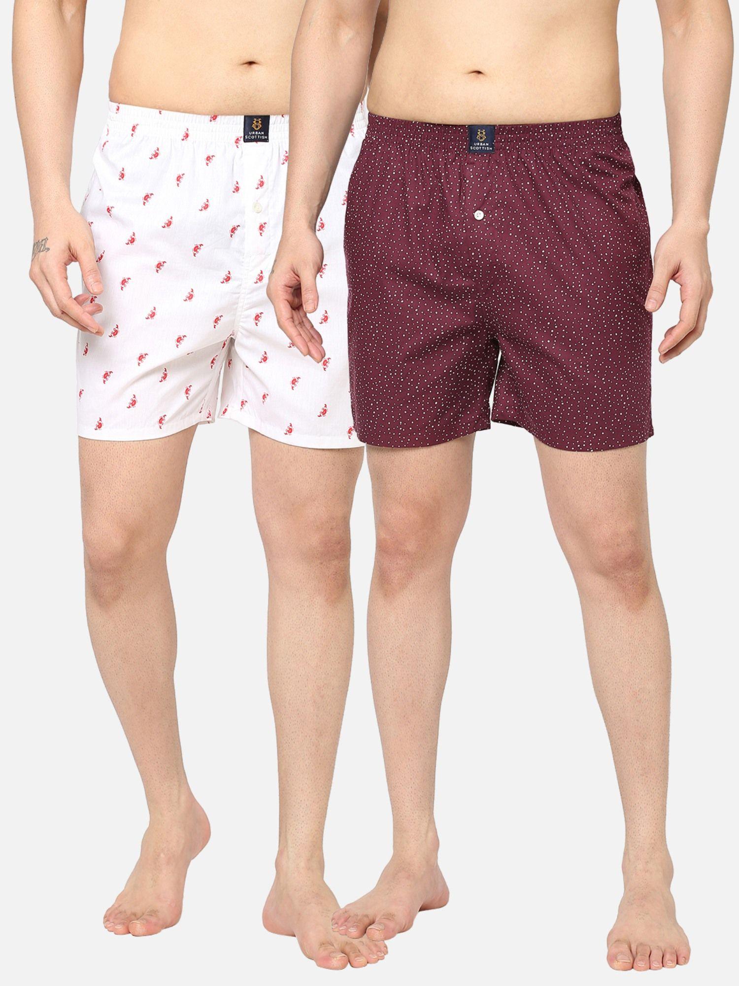 mens multi-coloured pure cotton printed regular boxers