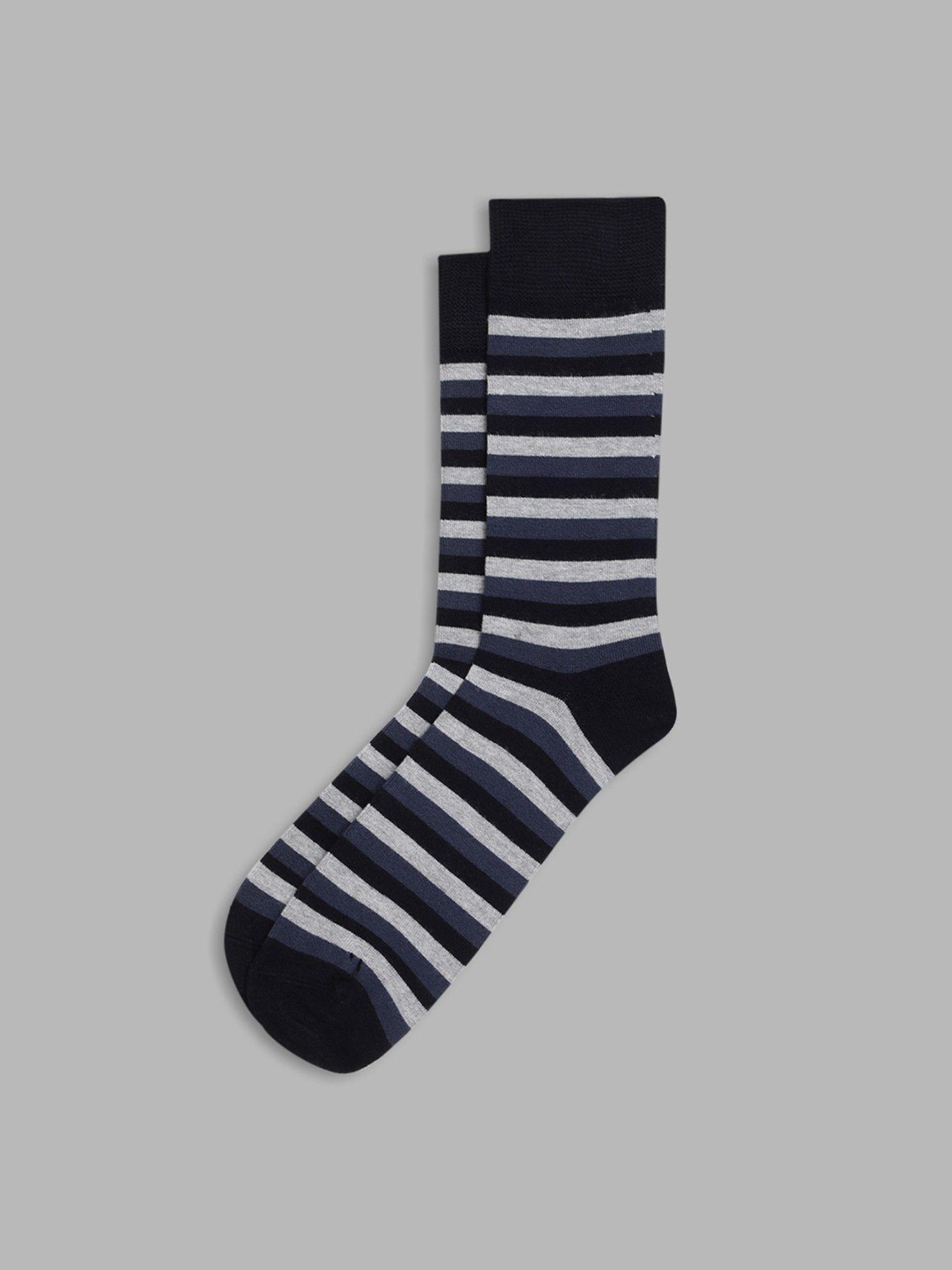 mens navy blue & multi-color stripes socks