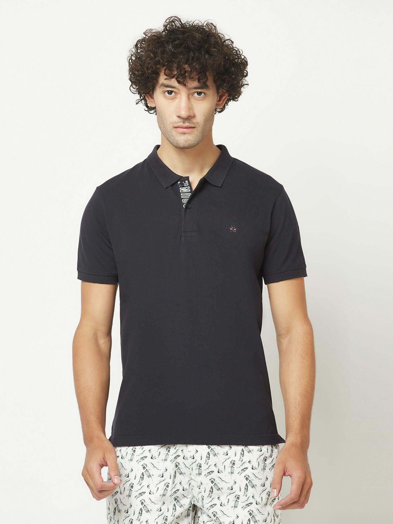 mens navy blue plain polo t-shirt