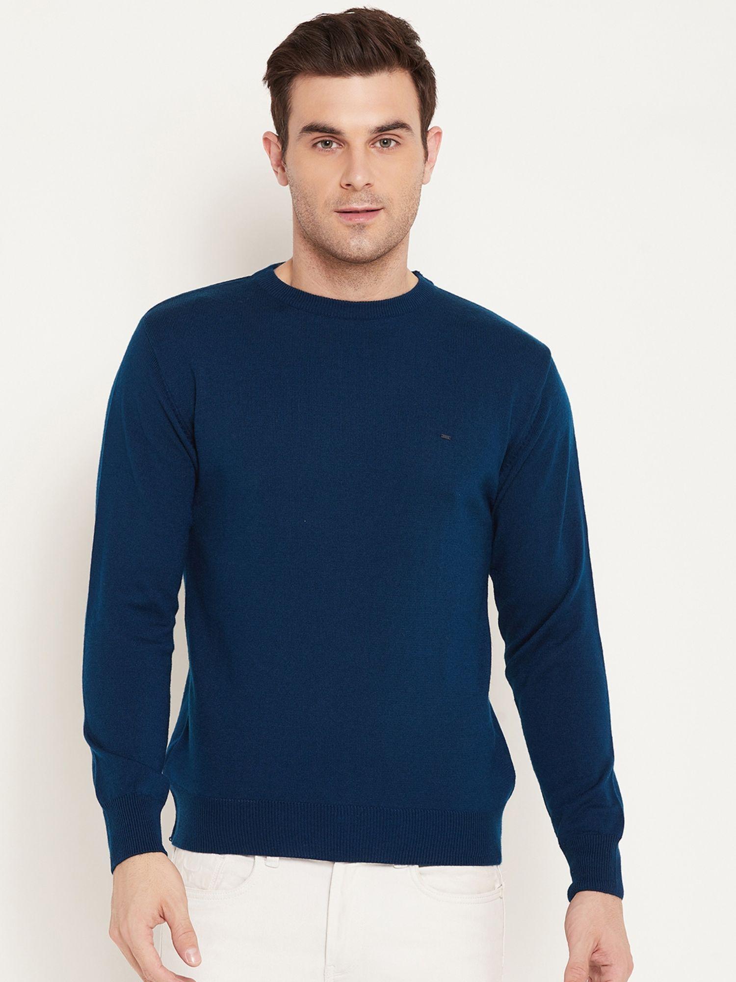 mens navy blue round neck sweaters