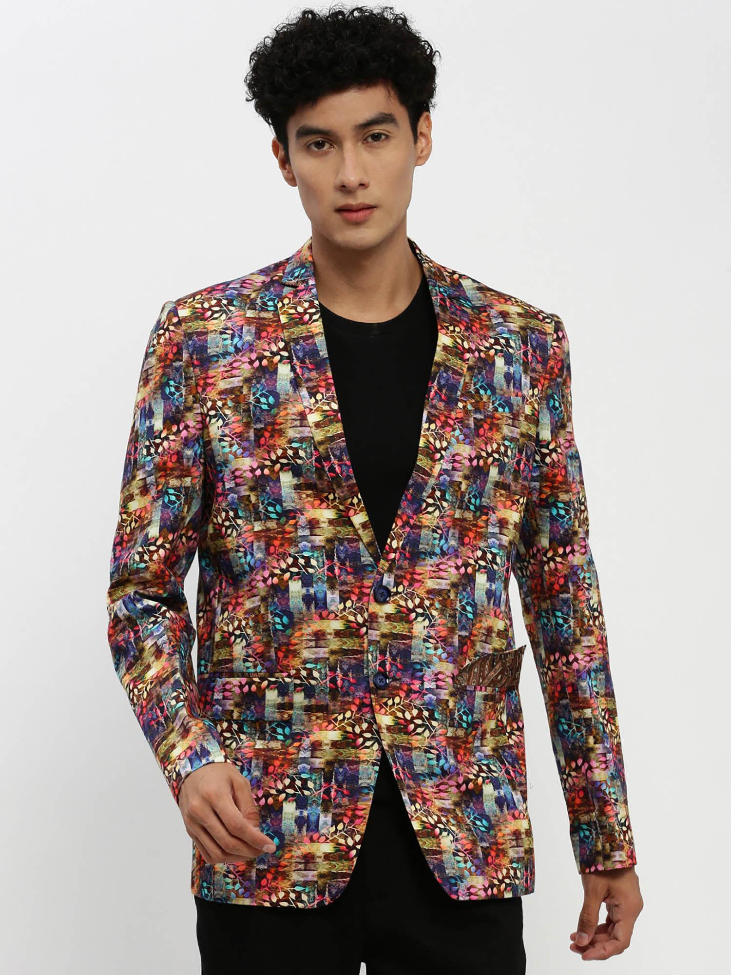 mens notched lapel multi-color single breasted slim fit blazer