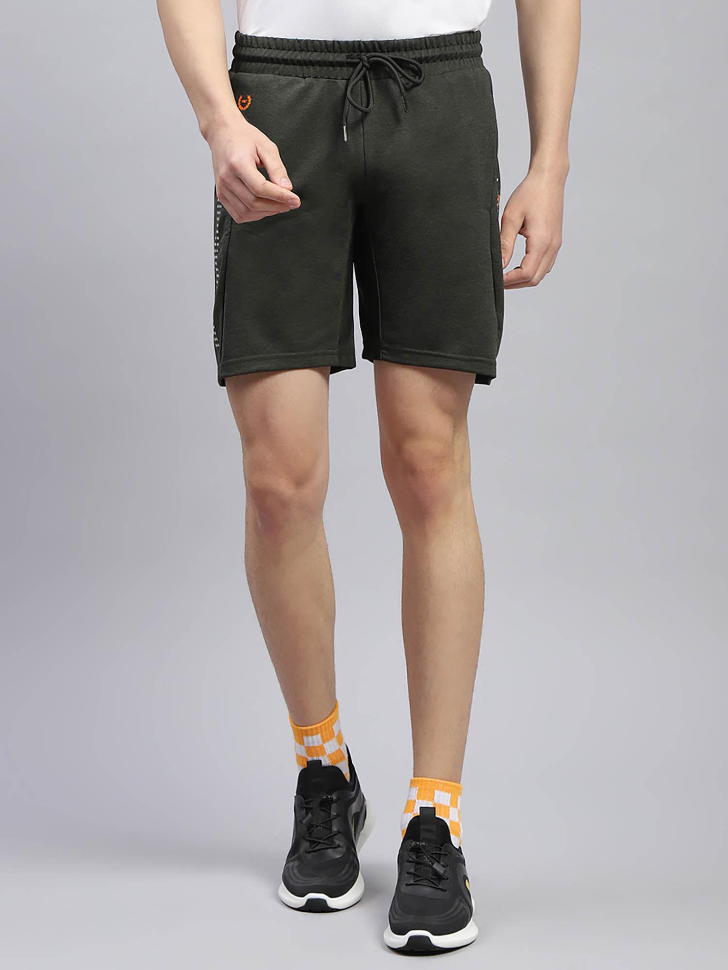 mens olive solid regular fit shorts