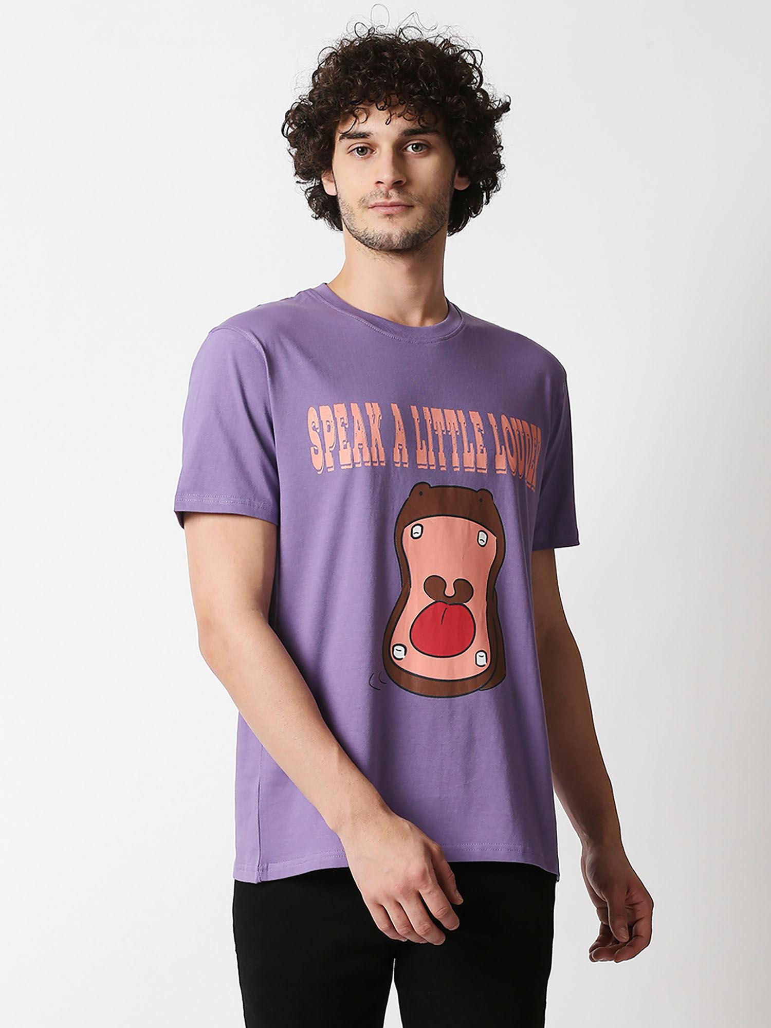 mens purple comfort fit tshirt with chest print
