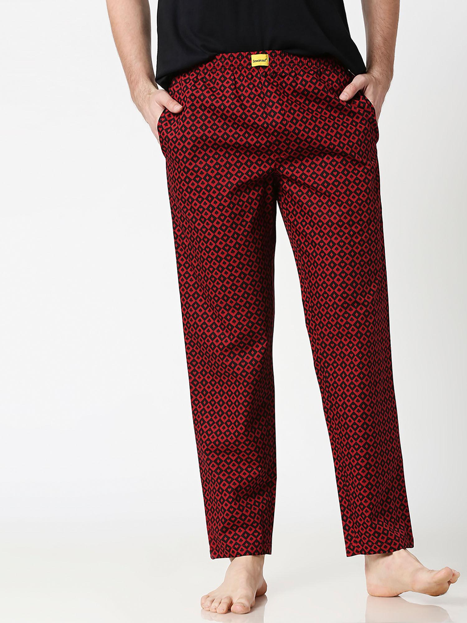 mens red printed pyjama