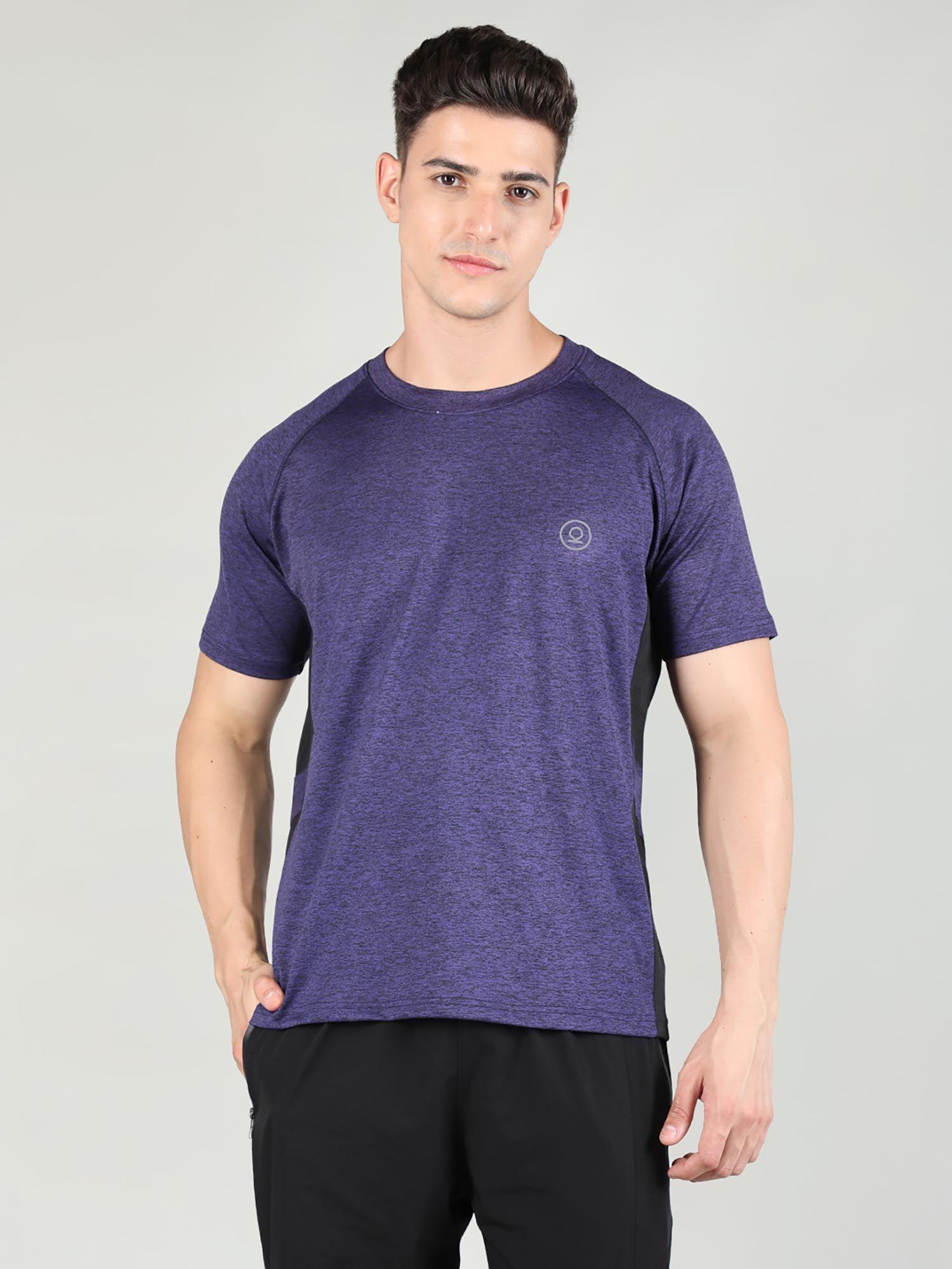 mens round neck purple sports t shirt