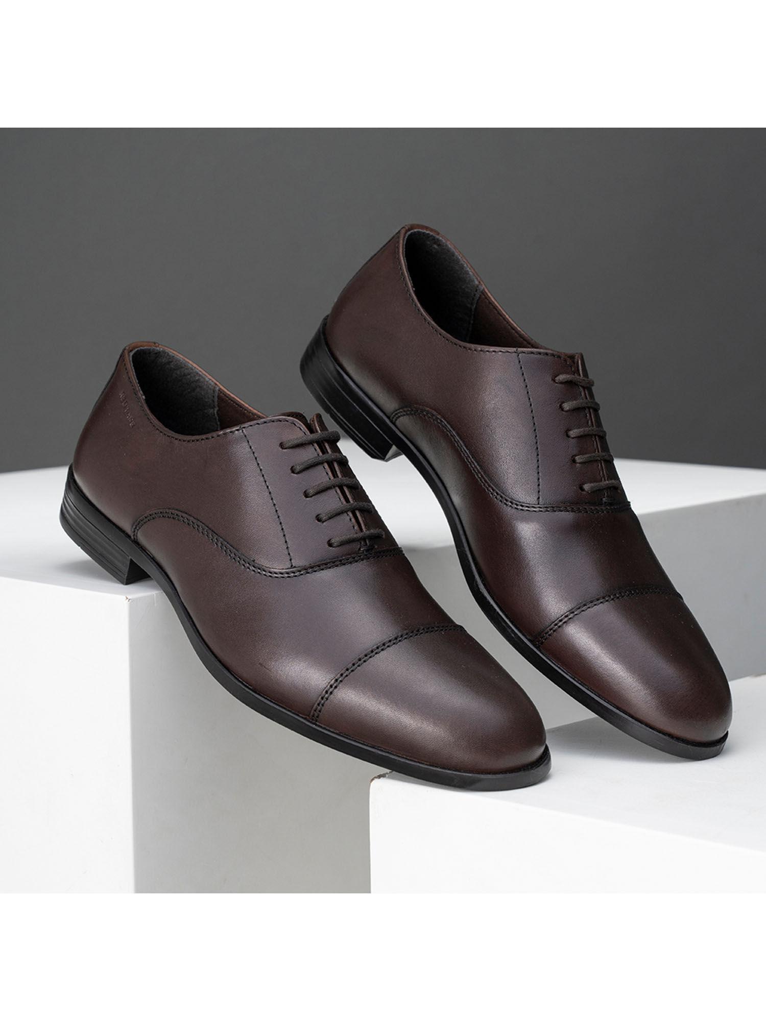 mens solid brown formal oxford shoes