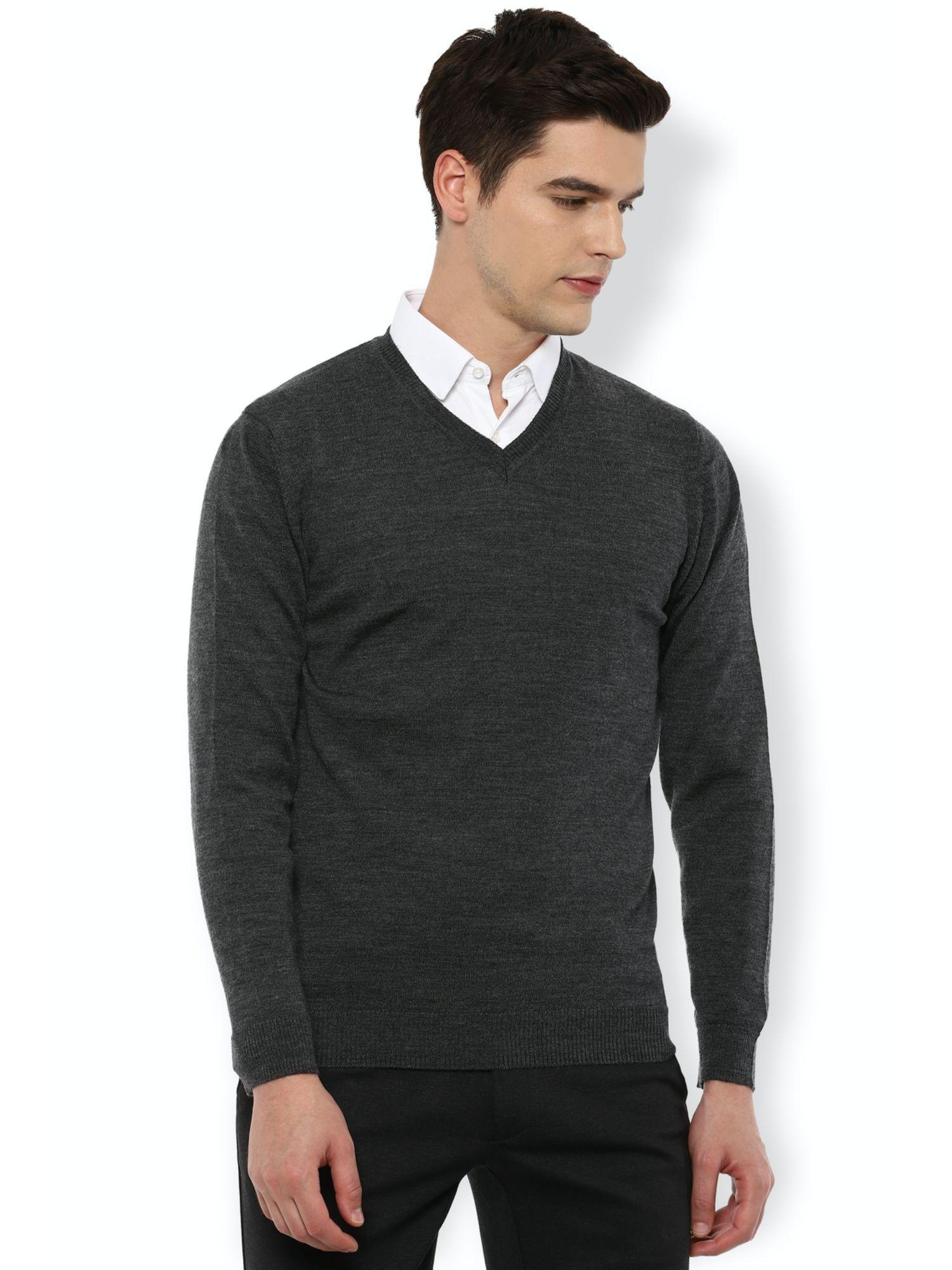 mens solid grey sweater