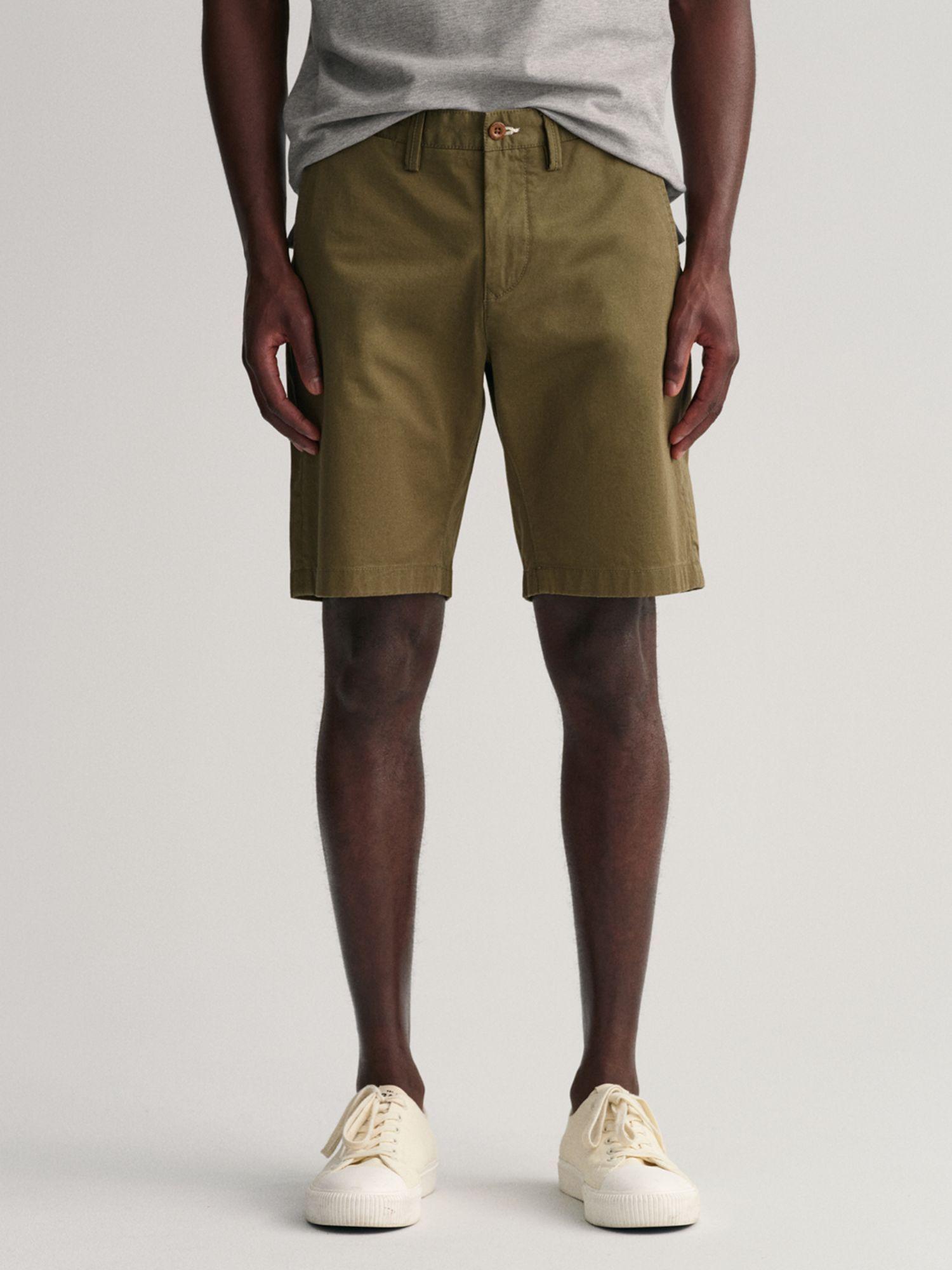 mens solid hallden green twill shorts