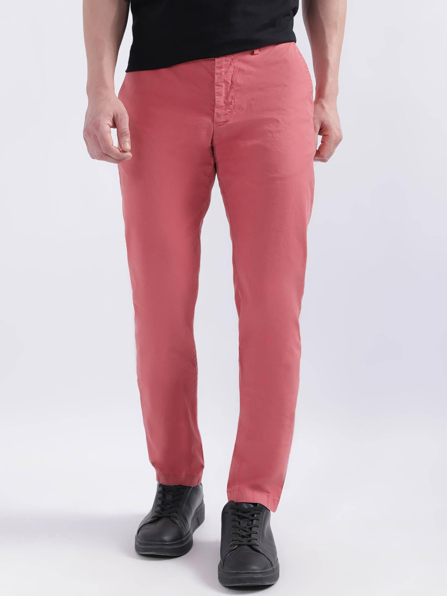 mens solid red trouser