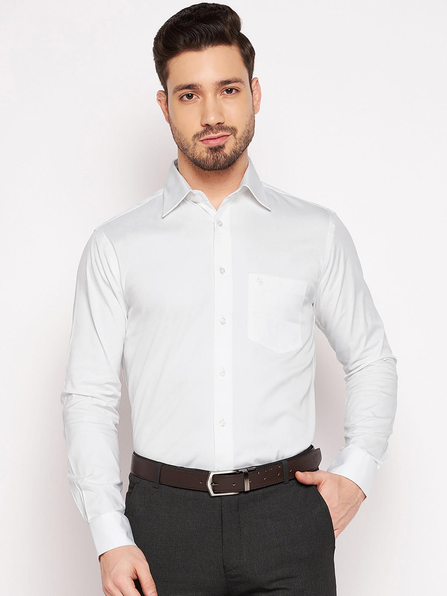 mens solid white formal shirt