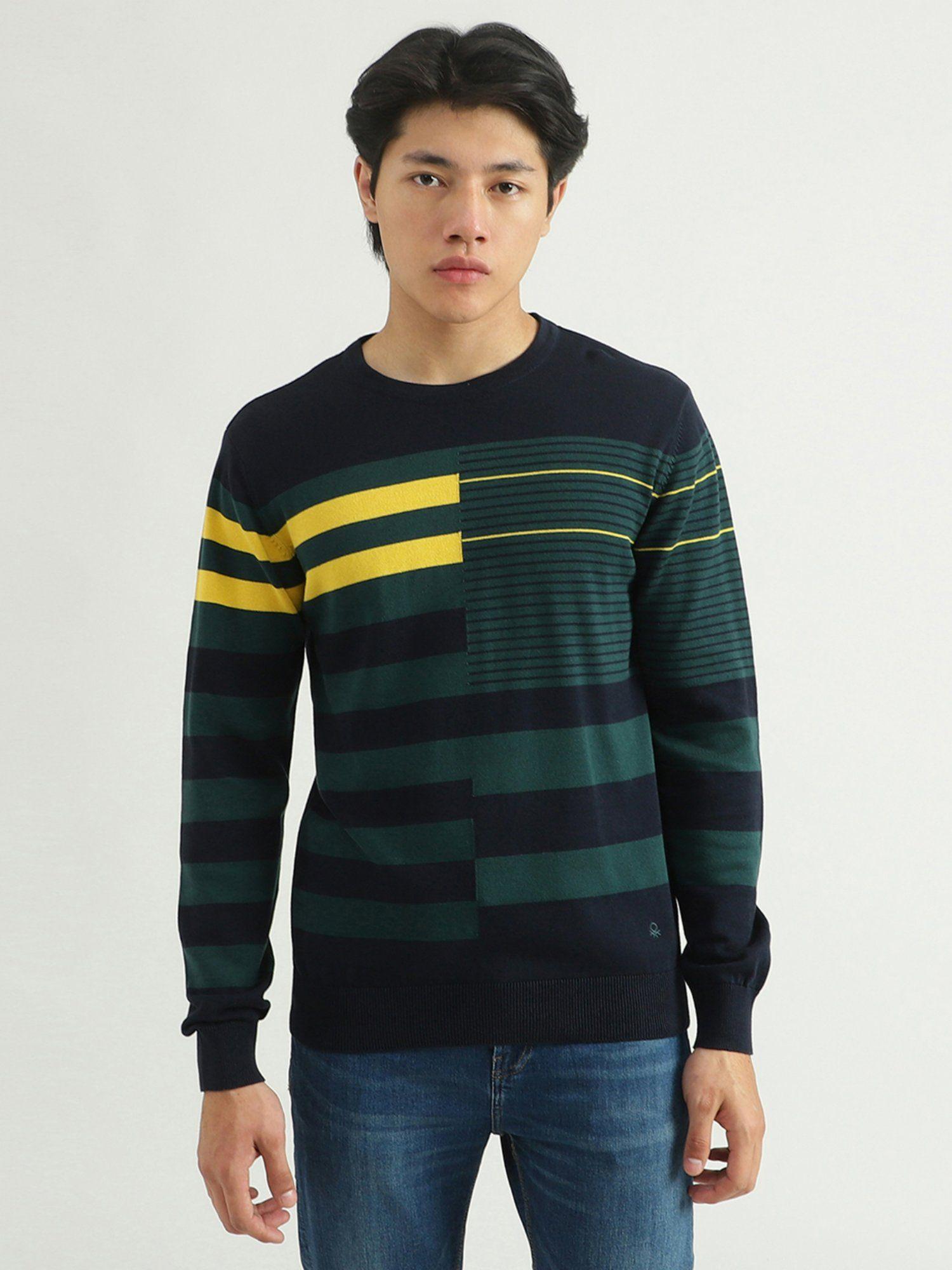 mens striped sweater-multi