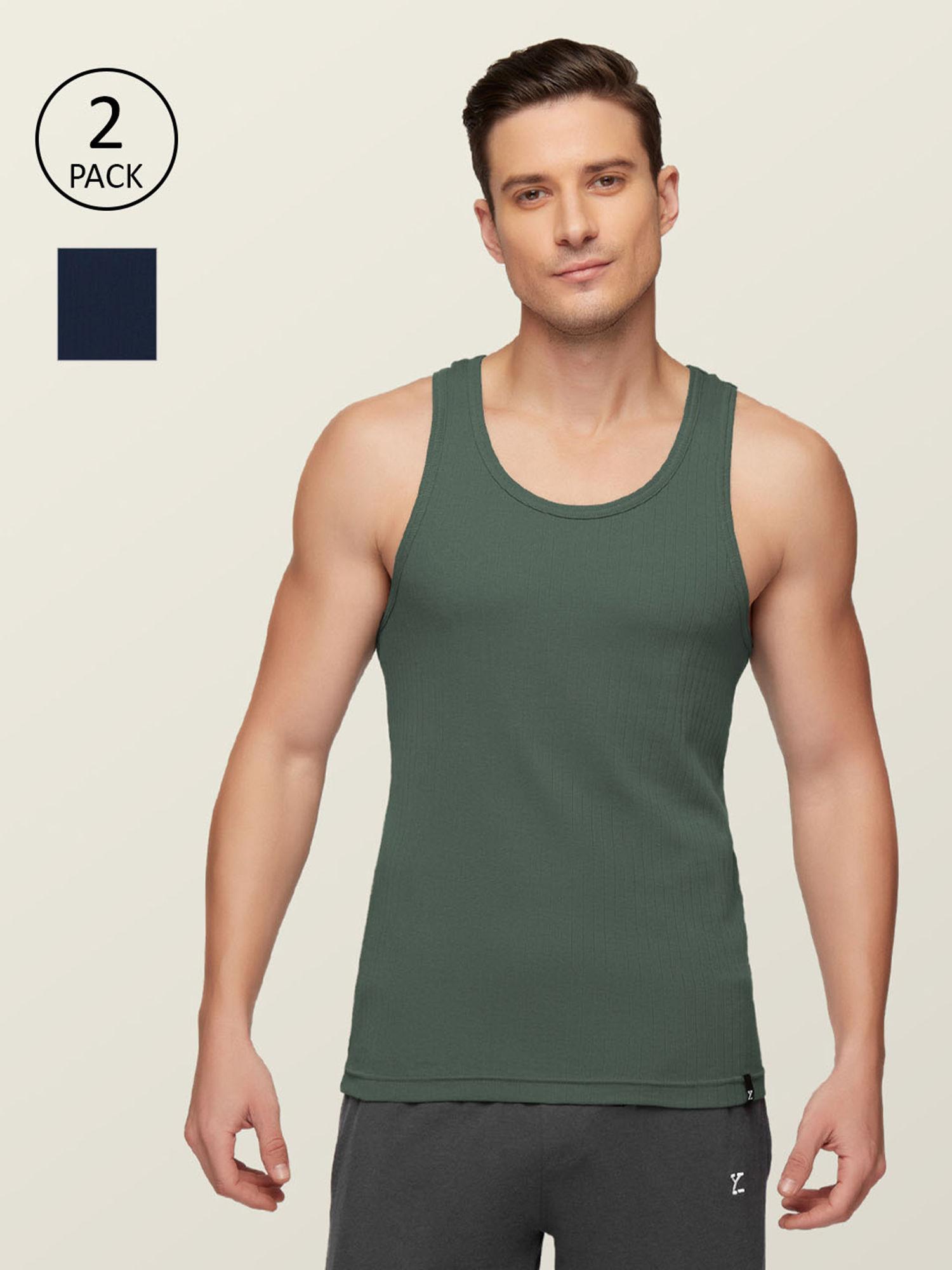 mens super combed cotton round neck ribbed vest (pack of 2)