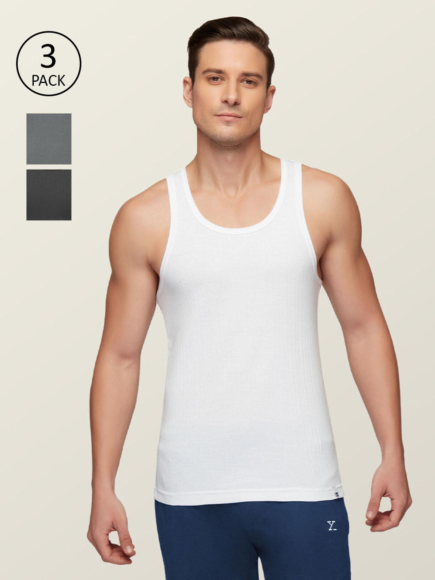 mens super combed cotton round neck ribbed vest (pack of 3)