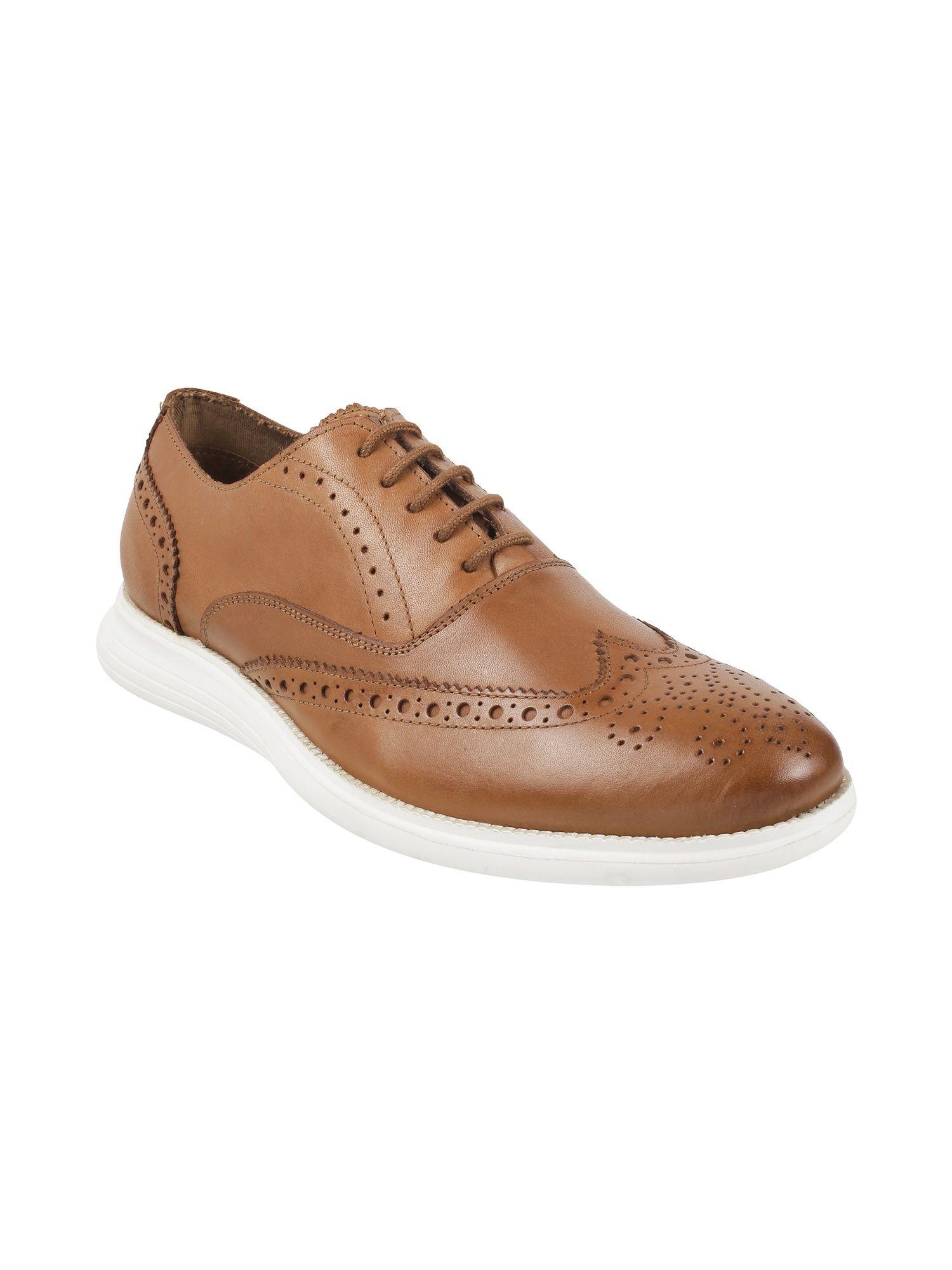 mens tan lace-ups shoesmetro tan leather solid brogues