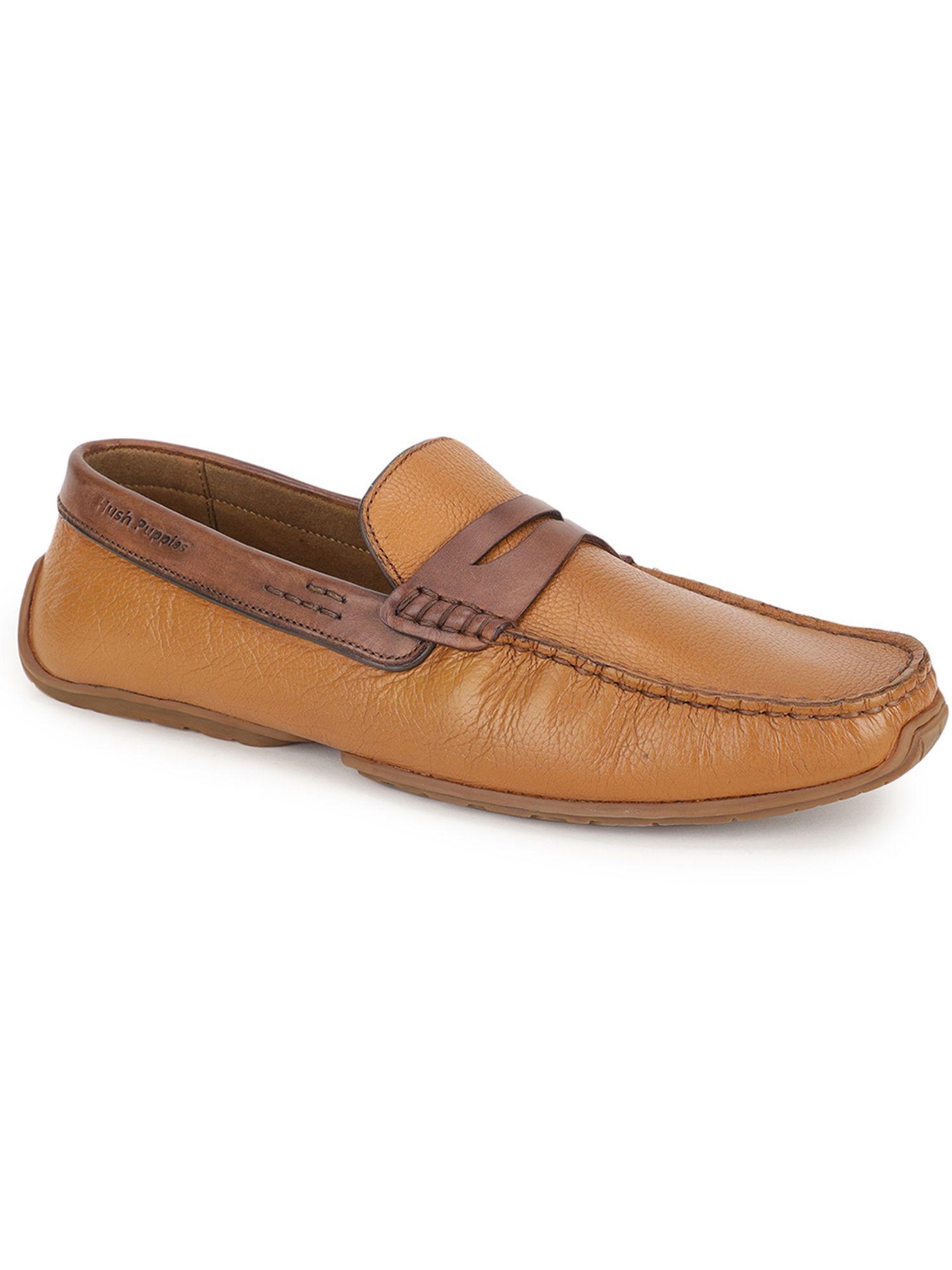 mens tan slip on casual loafers