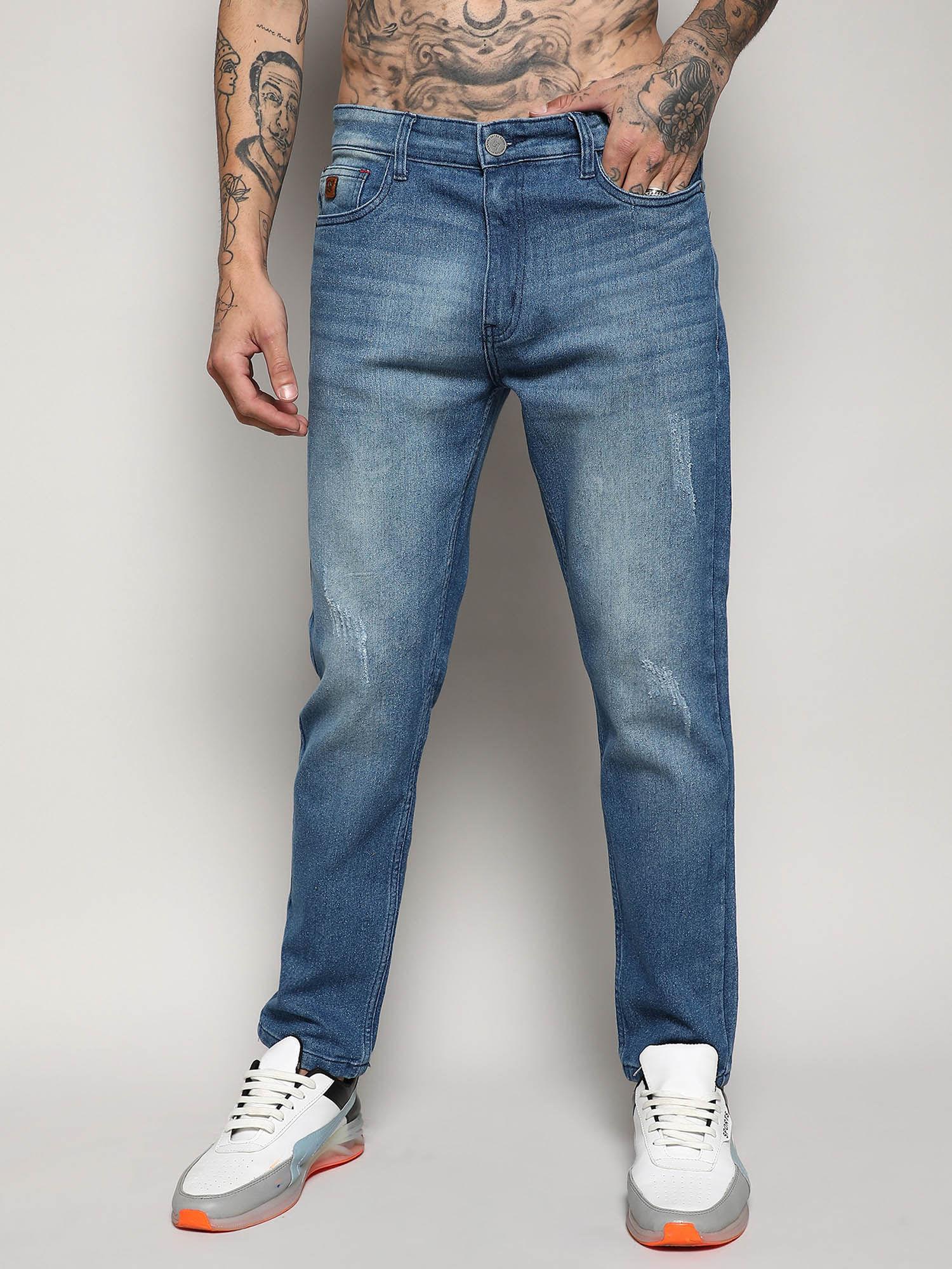 mens tapered medium wash denim jeans