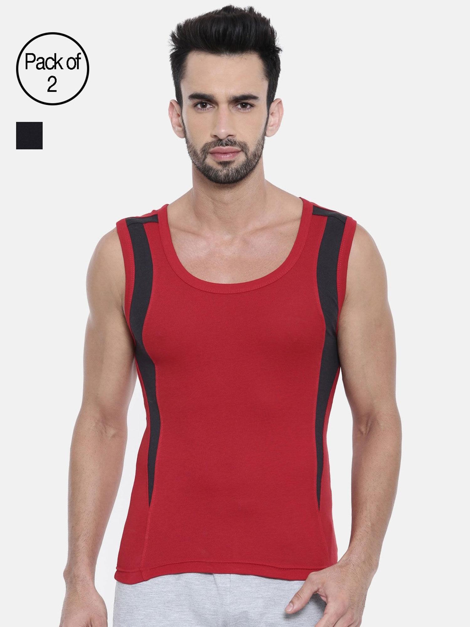 mens trendy fashion vest body fit solid innerwear (pack of 2)