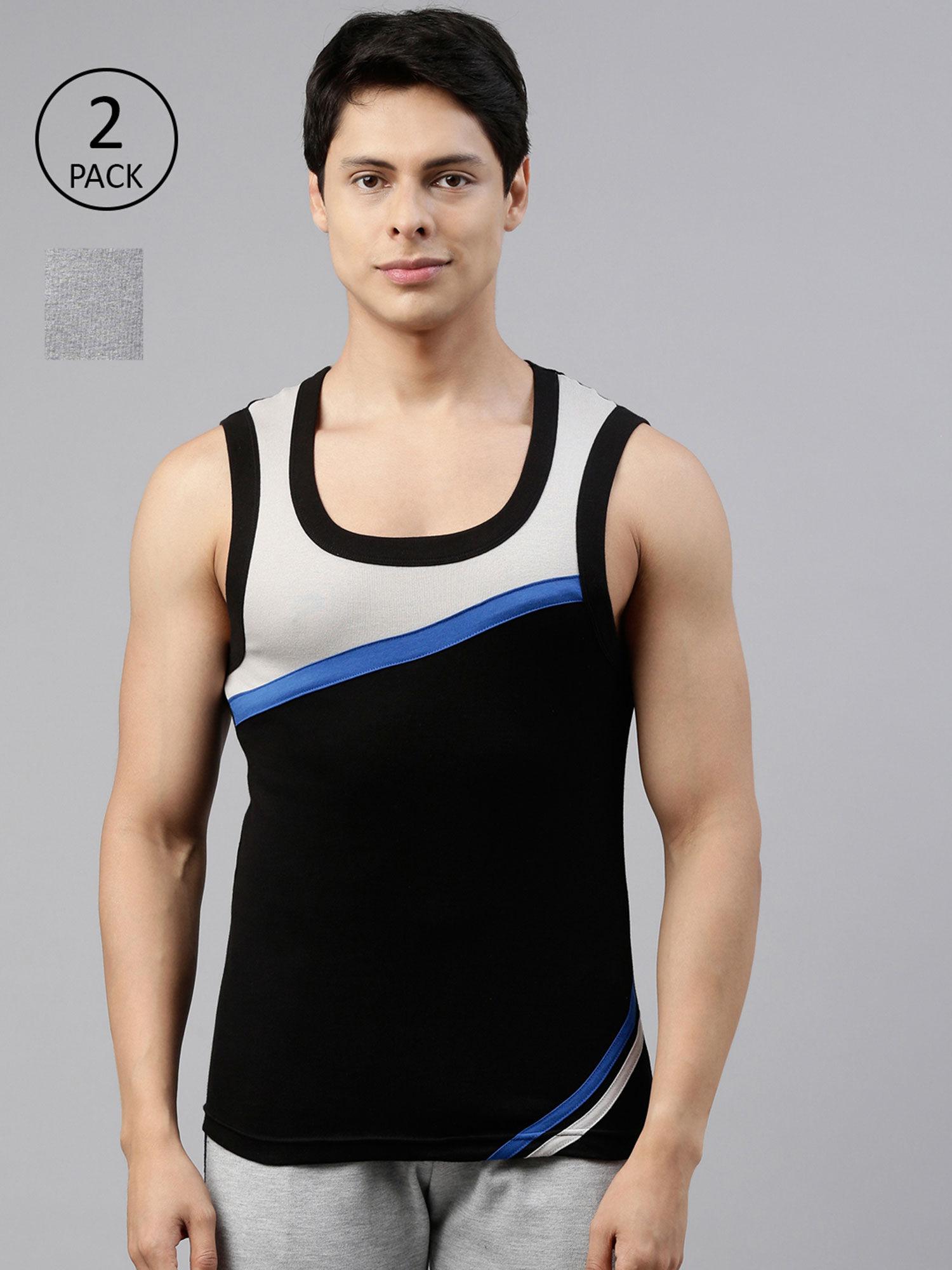 mens trendy gym vest body fit solid innerwear (pack of 2)