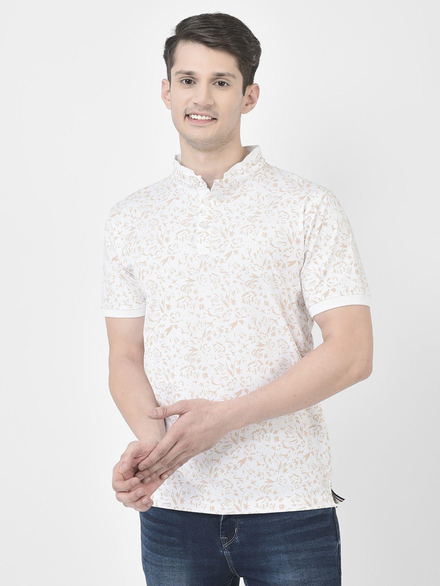 mens white floral print t-shirt