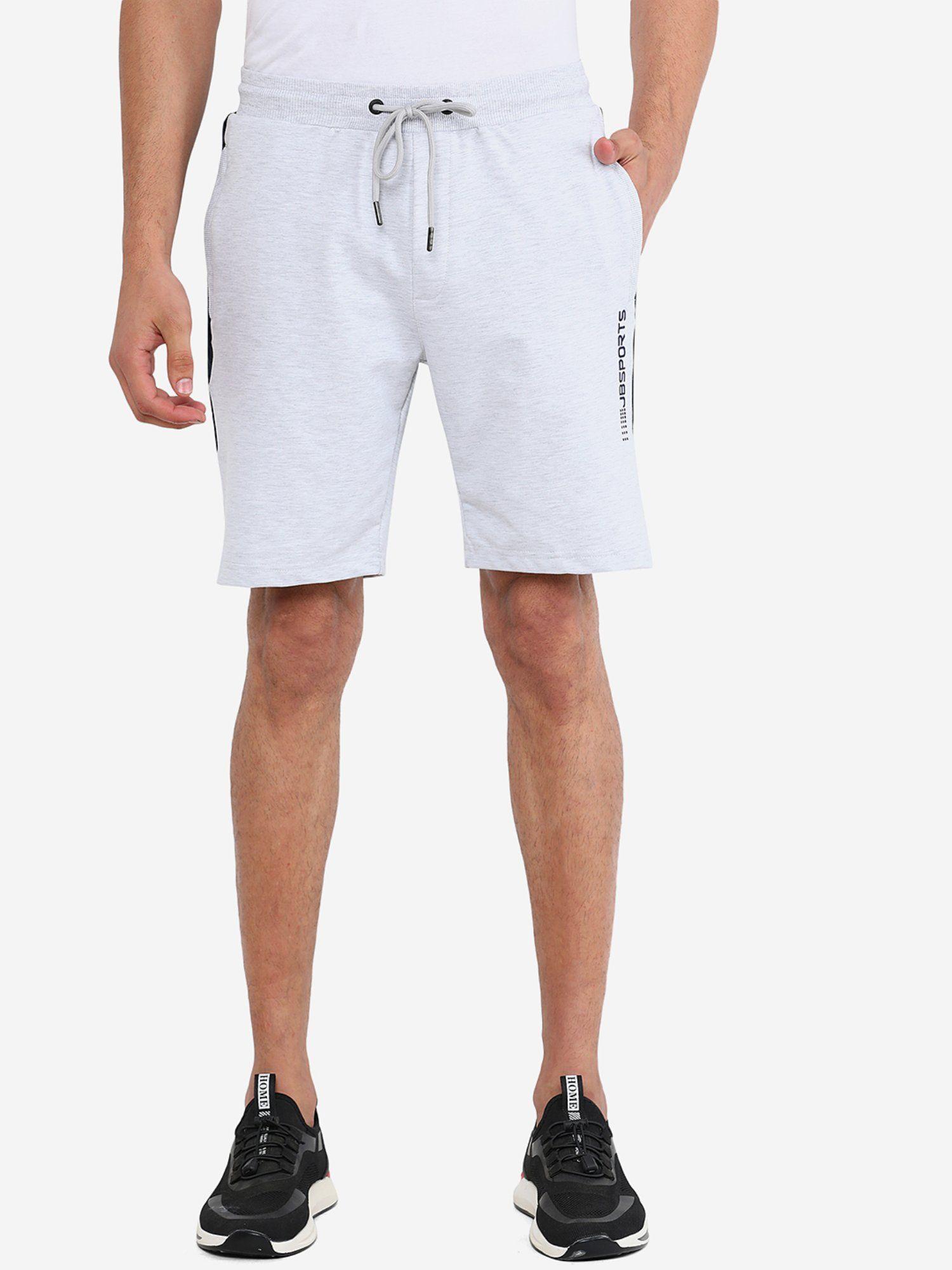 mens 100 % cotton grey solid regular fit shorts