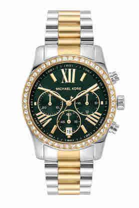 mens 38 mm lexington green dial stainless steel chronograph watch - mk7303i