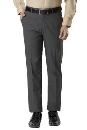 mens 4 pocket self printed formal trousers - dark grey