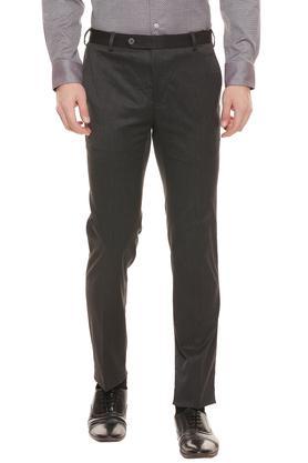 mens 4 pocket slub formal trousers - dark grey