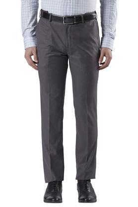mens 4 pocket slub formal trousers - dark grey