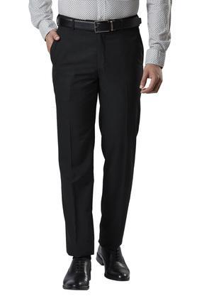 mens 4 pocket solid formal trousers - black