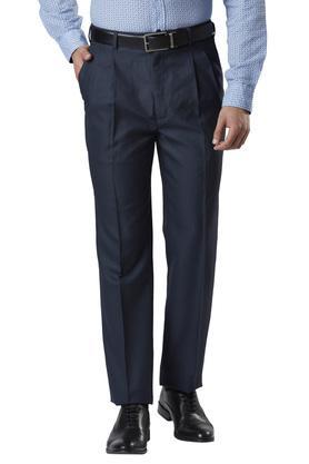 mens 4 pocket solid formal trousers - dark blue
