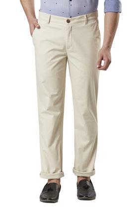 mens 4 pocket solid trousers - fawn