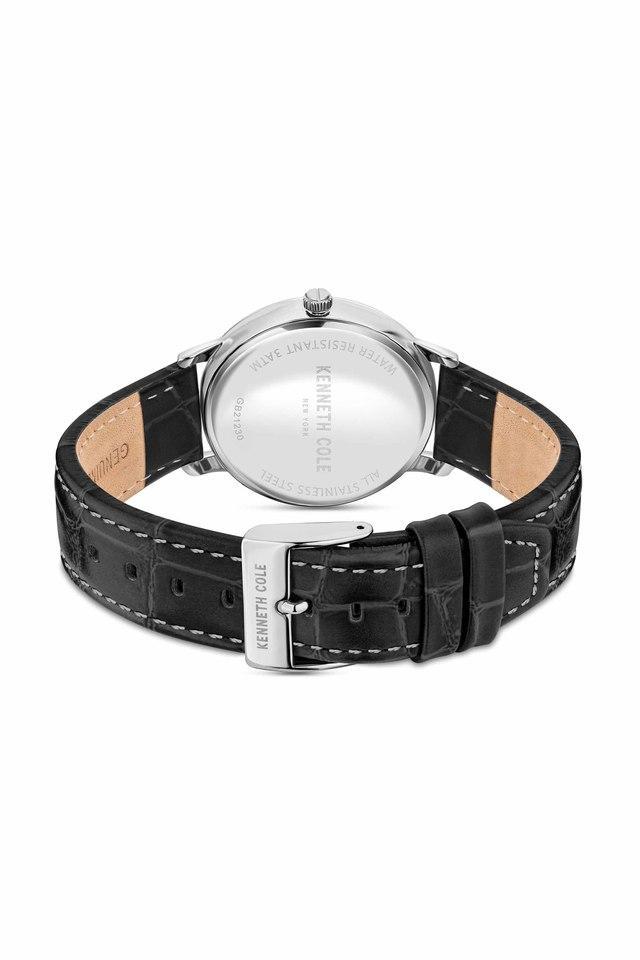 mens 42 mm graduated black dial genuine leather strap analogue watch - kcwgb2123002mn