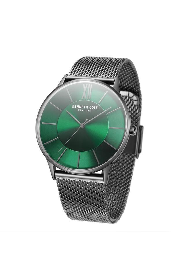 mens 42 mm green dial stainless steel analog watch