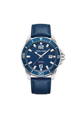 mens 43 mm urban rebel blue dial leather analog watch