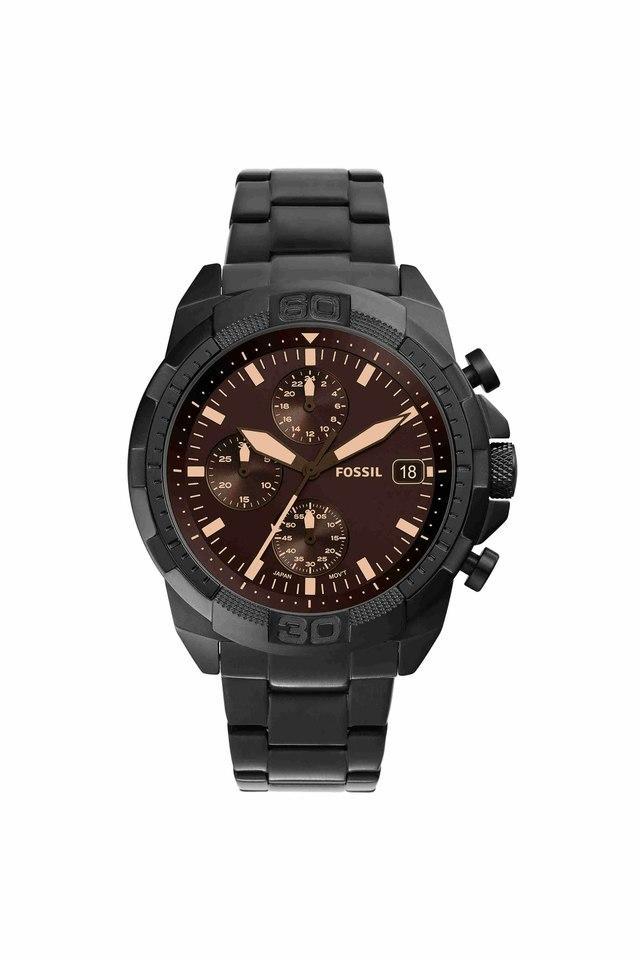 mens 44 mm bronson black dial stainless steel chronograph watch - fs5851i