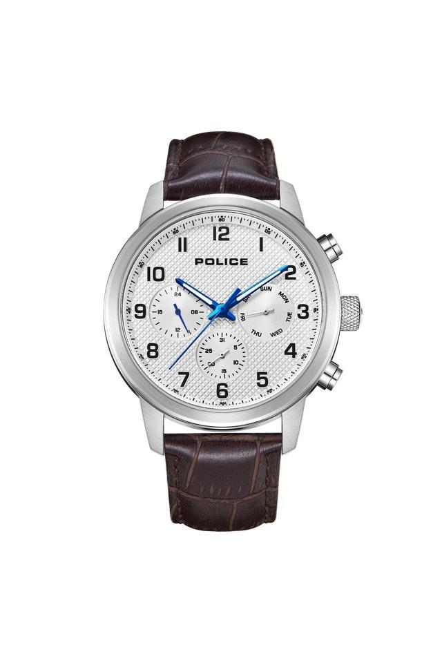 mens 44 mm urban rebel white dial leather analog watch