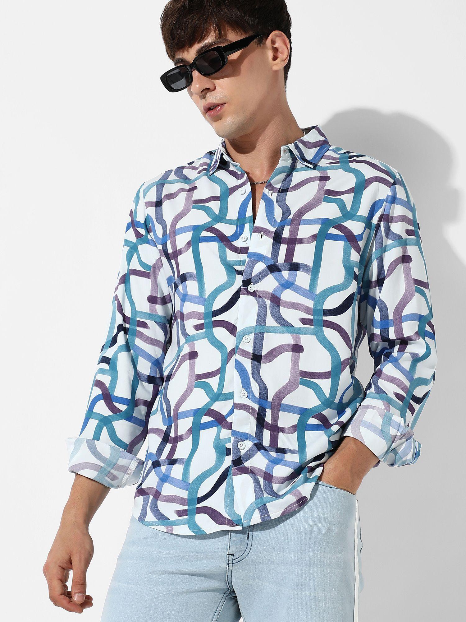 mens abstract print button up shirt