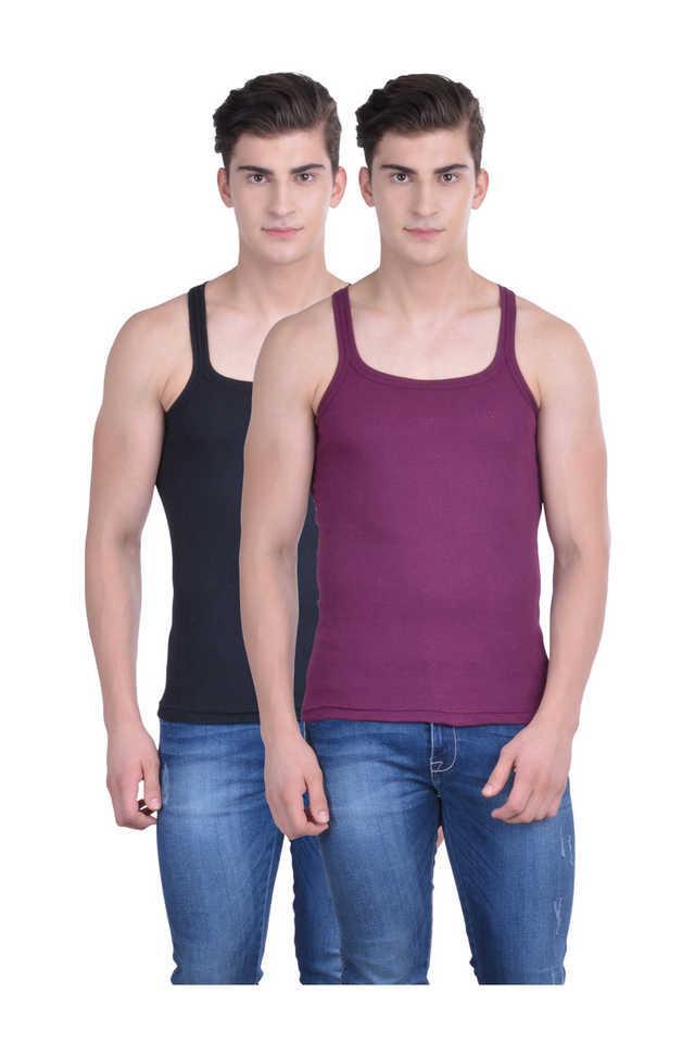 mens assorted pack of 2 cotton gym vest