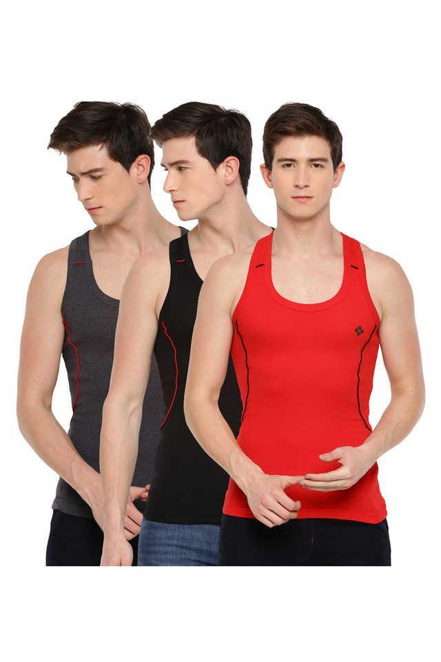 mens assorted pack of 3 cotton gym vest