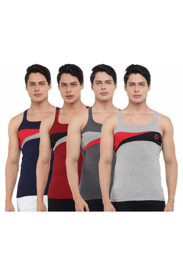 mens assorted pack of 4 cotton gym vest