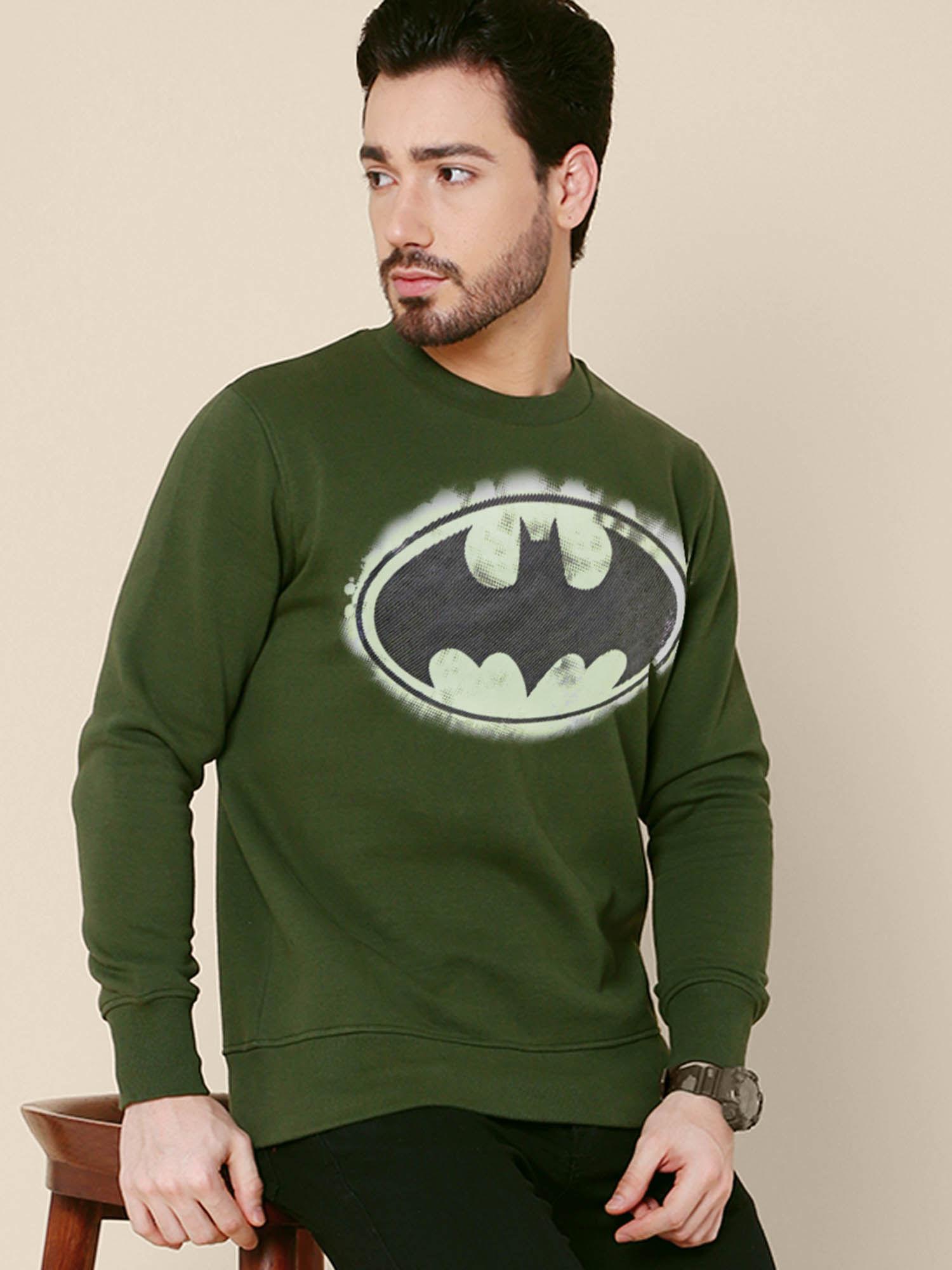 mens batman solid olive green sweatshirt