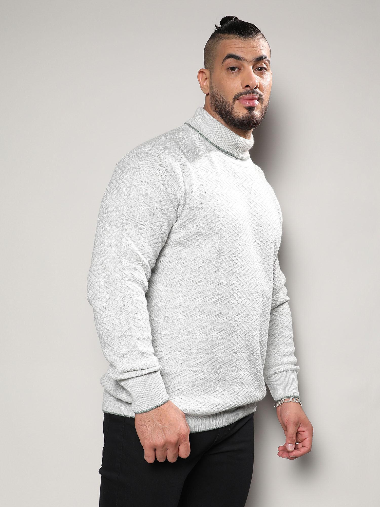 mens beige herringbone knitted pullover sweater