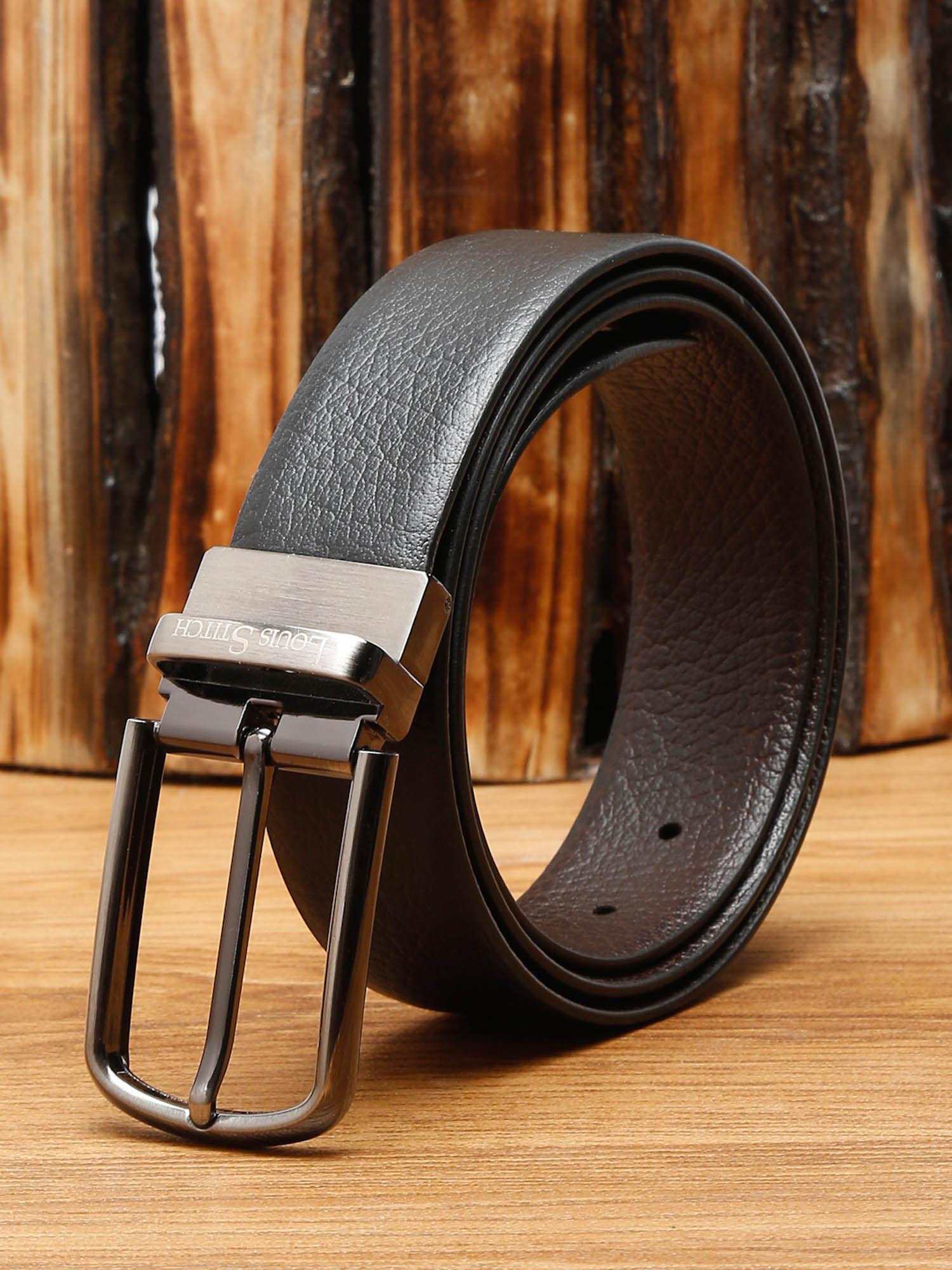 mens black & brown formal italian leather reversible belt