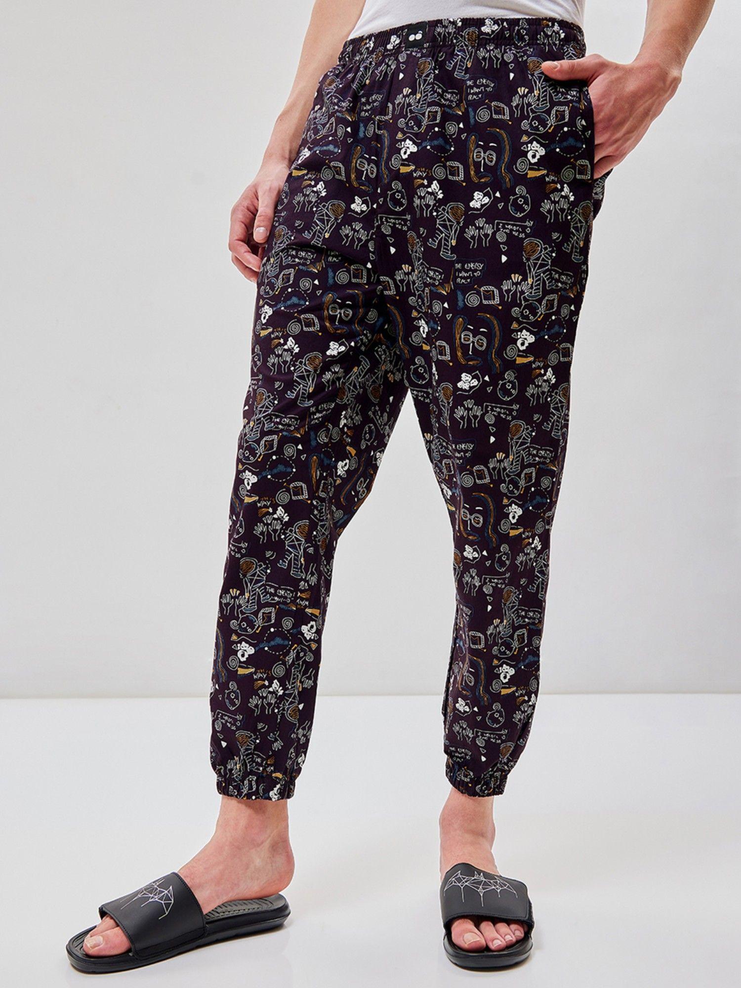 mens black all over printed pyjama