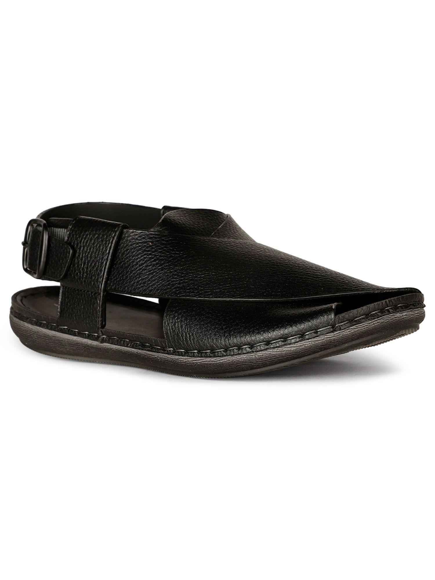 mens black buckle casual sandals