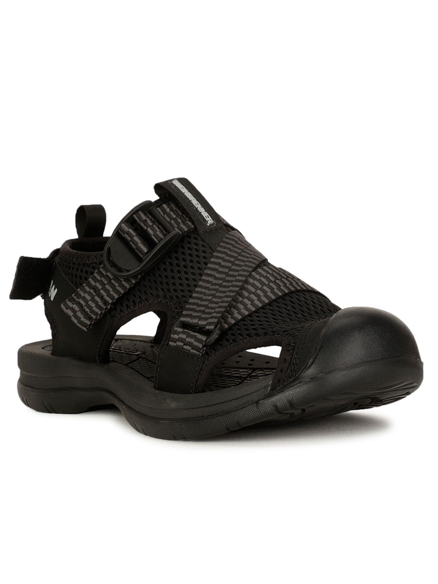 mens black buckle casual sandals